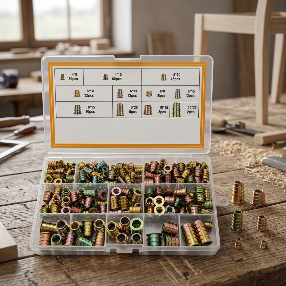 Furniture Hardware Threaded Inserts - 230Pcs Zinc Alloy Threaded Inserts For